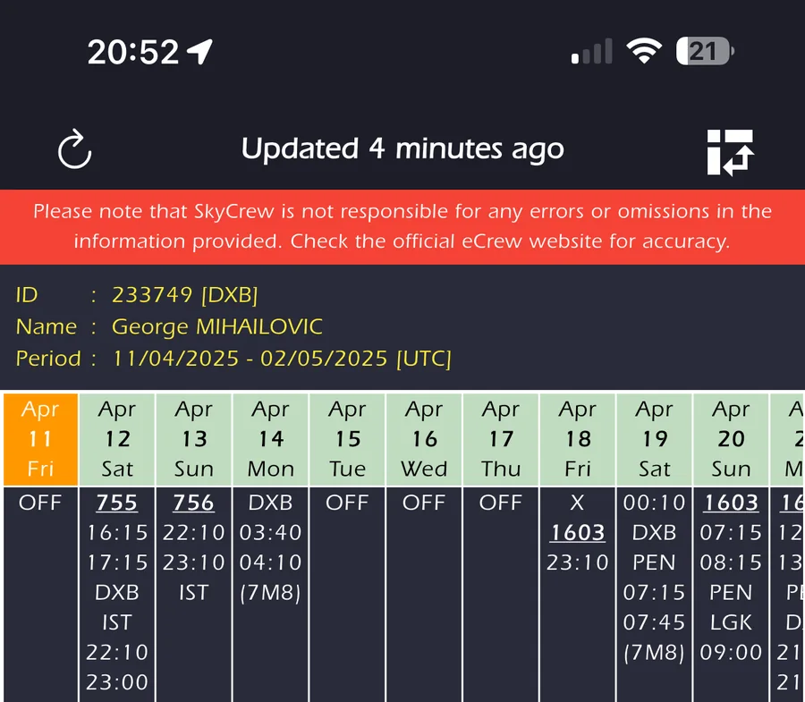 Roster View screenshot
